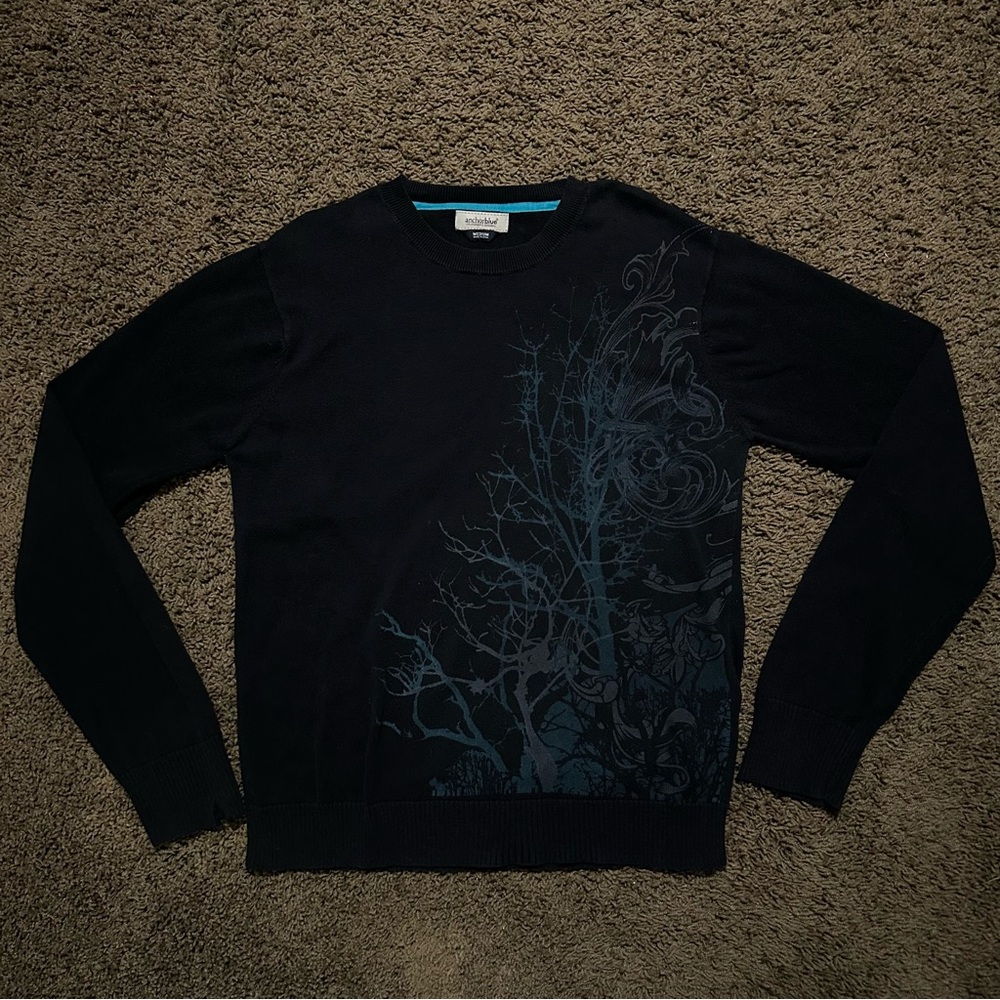 Anchor Blue Men's Black Crewneck Sweater